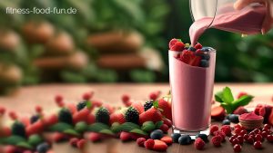 Obst Getränk Beeren Protein Smoothie Berry Smoothie Himbeere Blaubeere, Erdbeere, Strawberry, Drink Softdrink Fitnessdrink