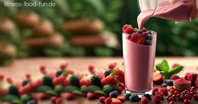 Obst Getränk Beeren Protein Smoothie Berry Smoothie Himbeere Blaubeere, Erdbeere, Strawberry, Drink Softdrink Fitnessdrink