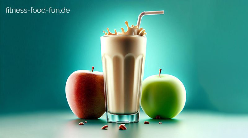 Obst Glas Getränk Apfel Protein Shake mit Daily Plus Lifeplus und Eiweiß