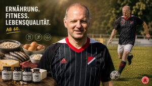 Ernährung ab 60: Was ich täglich esse, supplementiere und warum. Rainer Ott aus Schlüsselfeld mit über 60 Jahren als Fußballspieler und Läufer, der über richtige Ernährung spricht