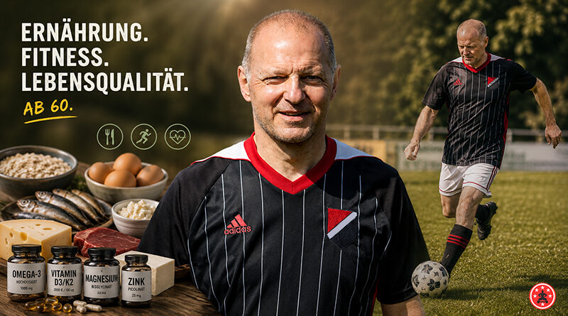 Ernährung ab 60: Was ich täglich esse, supplementiere und warum. Rainer Ott aus Schlüsselfeld mit über 60 Jahren als Fußballspieler und Läufer, der über richtige Ernährung spricht